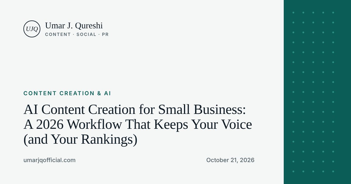 AI Content Creation for Small Business: A 2026 Workflow That Keeps Your Voice (and Your Rankings)